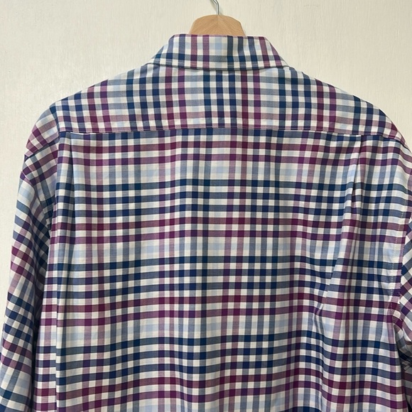 TOMMY HILFILGIER  MENS BUTTON DOWN DRESS SHIRT PLAID PURPLE Sz 17 34/35 - Picture 3 of 15
